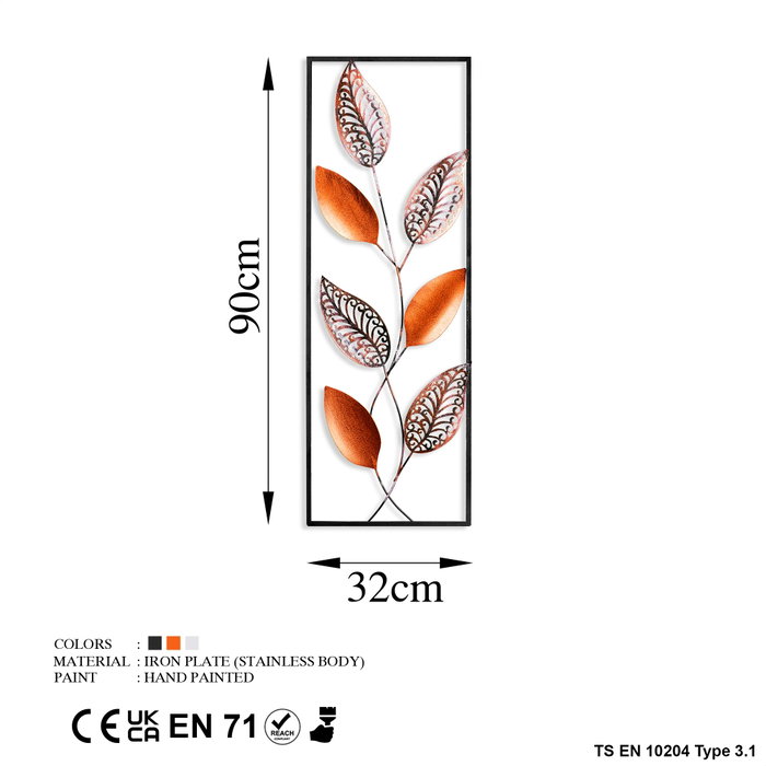 Wallity Leaf 3 Escultura de pared de metal multicolor